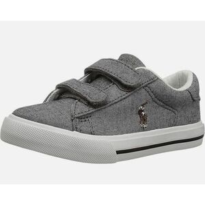NWOT Polo Ralph Lauren Easten EZ Grey Chambray / Multi Pony Player Shoes Size 8.
